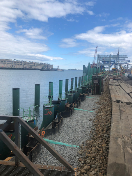 Conley Terminal Berth 10 bulkhead construction in Boston